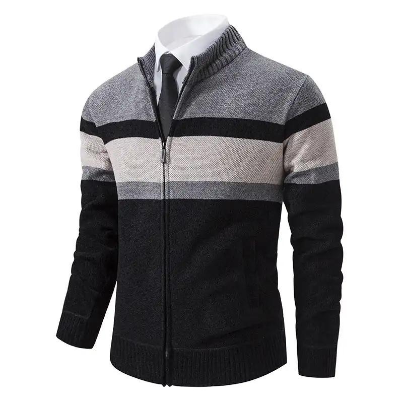 "Stand Collar Casual Sweater Coat for Men."