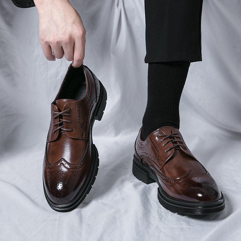 Spring And Autumn Men's Brogue Business Formal Wear Leather Shoes - Bloomjay