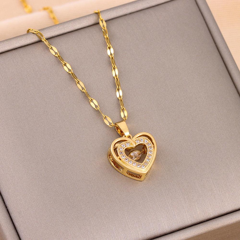 Express love with our Double-layer Love Pendant: a titanium necklace, a perfect Valentine's Day gift, and a stunning piece of fashion jewelry. - Bloomjay