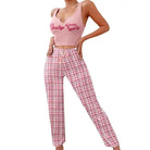 Pajamas: Homeware Vest Color Matching Plaid Trousers Letter Print Top