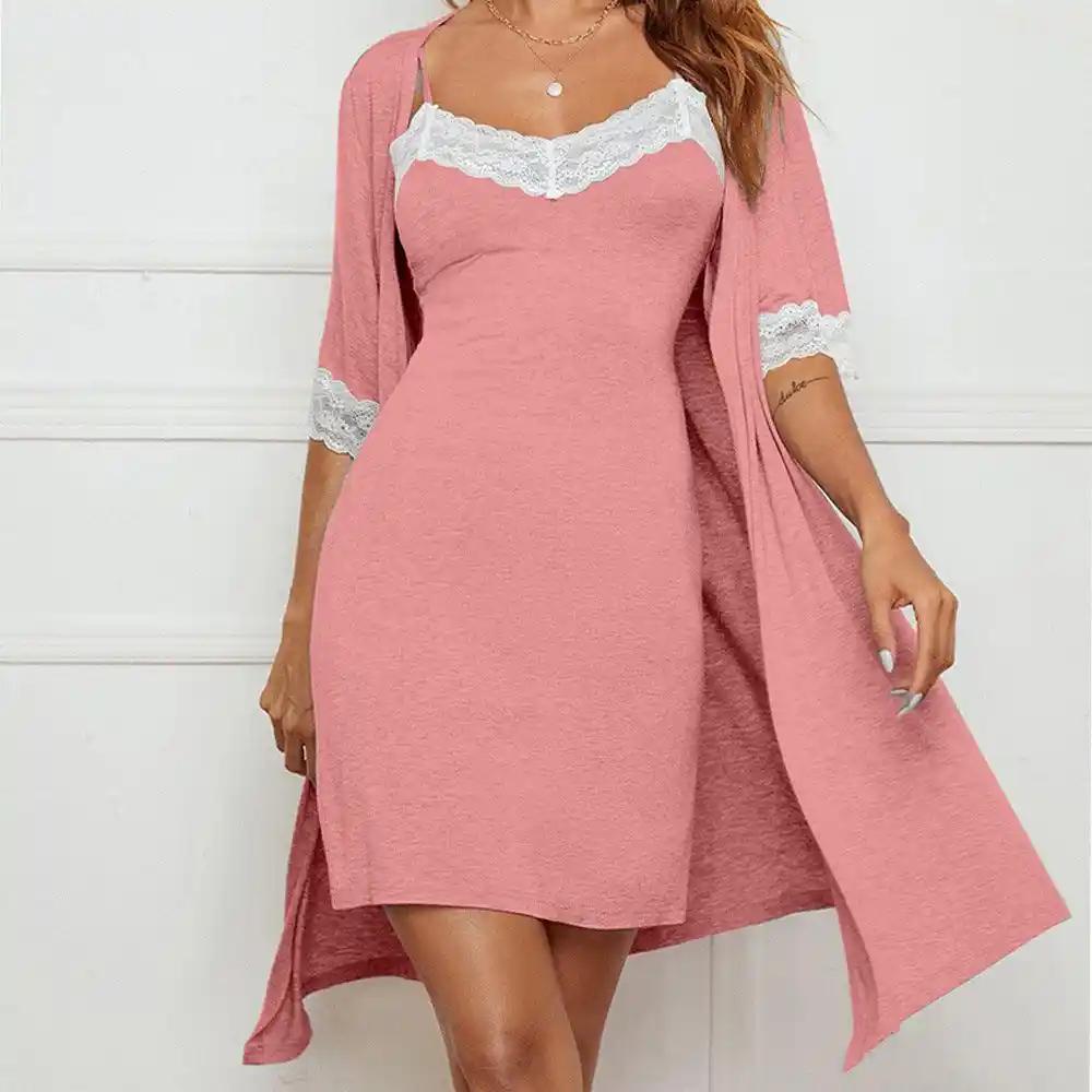 Pajamas: Lace Stretch Slip Nightdress Nightgown pajamas set, milk silk