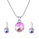 Pink Crystal Earring Necklace Set