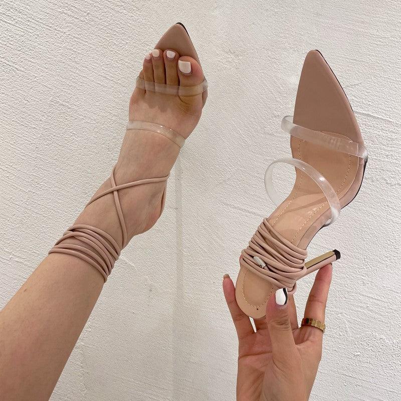 Pointed Toe Roman Sandals High Heel Women Shoes