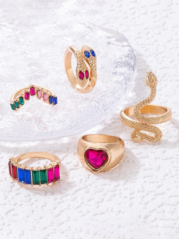 Popular jewelry ring jewelry snake-shaped love ins style five-piece ring female