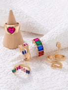 Popular jewelry ring jewelry snake-shaped love ins style five-piece ring female