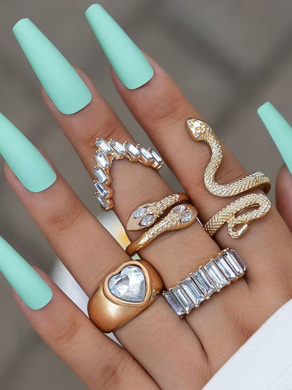 Popular jewelry ring jewelry snake-shaped love ins style five-piece ring female