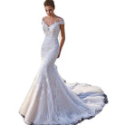 Princess Bride Mermaid Wedding Dress White Trailing Perspective Backless Lace