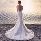 Princess Bride Mermaid Wedding Dress White Trailing Perspective Backless Lace