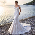 Princess Bride Mermaid Wedding Dress White Trailing Perspective Backless Lace