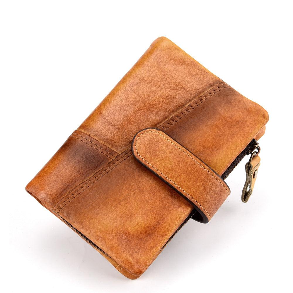 RFID Leather Retro Men's And Women's Horizontal Wiping Wallets First Layer Cowhide Retro Anti-magnetic Foreign Trade Wallet