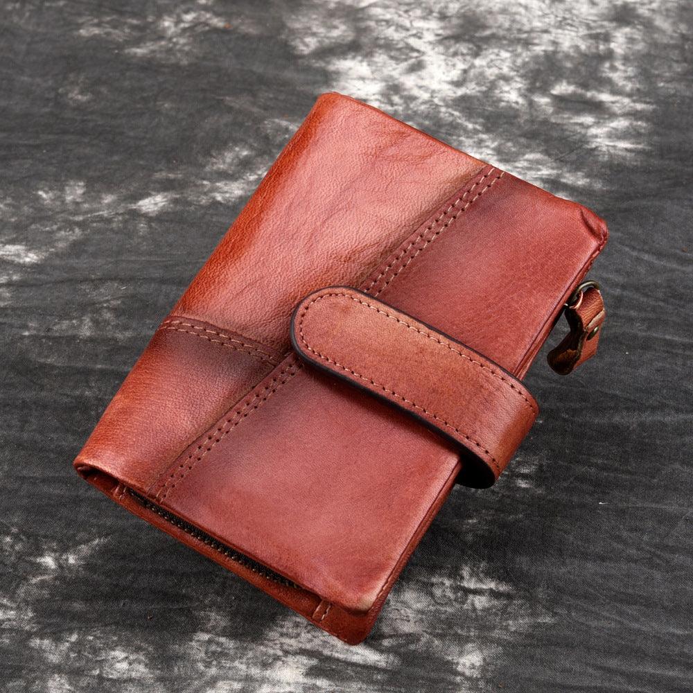 RFID Leather Retro Men's And Women's Horizontal Wiping Wallets First Layer Cowhide Retro Anti-magnetic Foreign Trade Wallet