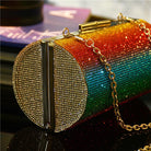 Rainbow Gradient Diamond Luxury Clutch - Women's Party Handbag with Shoulder Chain for Evening and Banquets