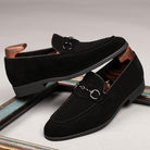 Refined Edge: Pointed Toe Frosted Formal Leather Shoes for Men.