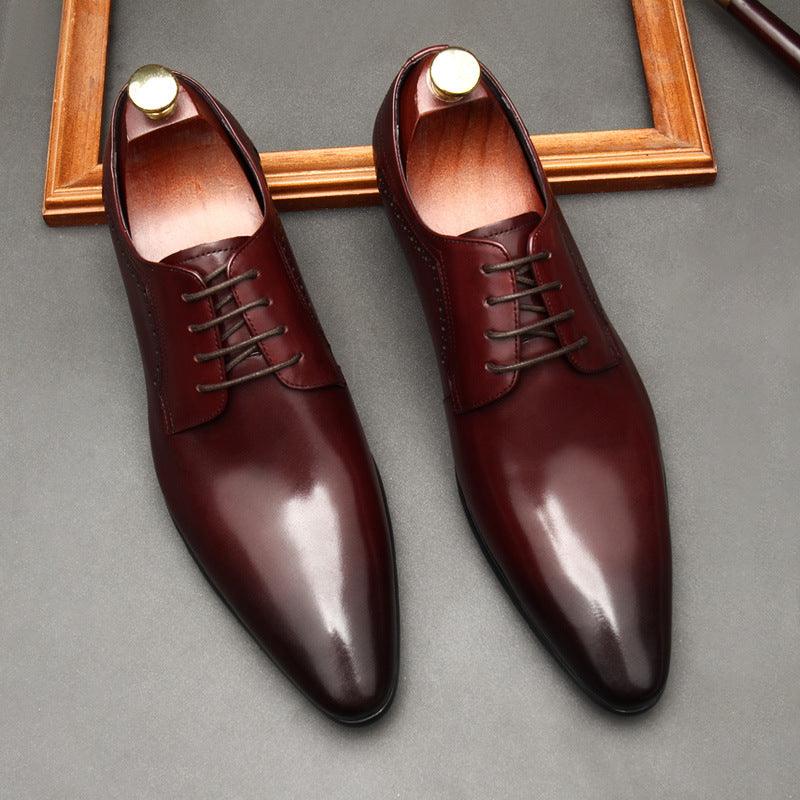 Refined Elegance: Lace-up Leather Formal Shoes for Men.