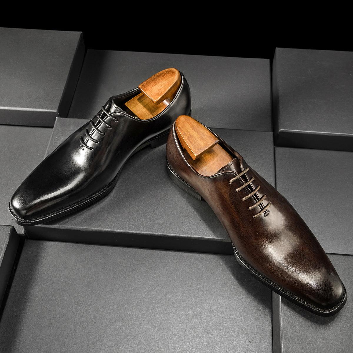 Regal Elegance: Elevate Your Ensemble with British-Inspired Groom Leather Shoes for Men.