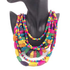 Retro Ethnic Style Colorful Wood Long Beaded Necklace