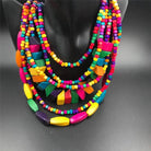 Retro Ethnic Style Colorful Wood Long Beaded Necklace