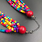 Retro Ethnic Style Colorful Wood Long Beaded Necklace