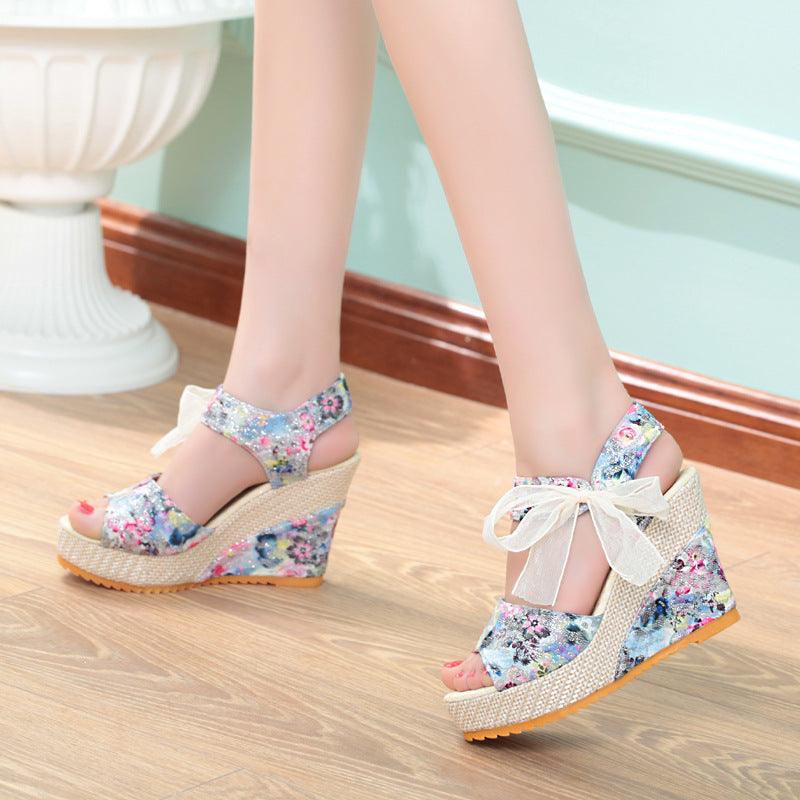 Sandals Women Wedge Heel Lace Lace High Heel Women Shoes