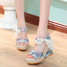 Sandals Women Wedge Heel Lace Lace High Heel Women Shoes