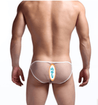 See-through mesh low waist men's briefs offer a provocative yet breathable style.