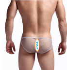 See-through mesh low waist men's briefs offer a provocative yet breathable style.