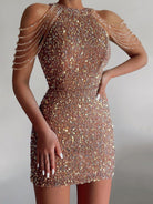 Sequined Chain Beads Bodycon Party Dress