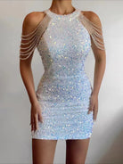 Sequined Chain Beads Bodycon Party Dress