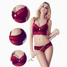 Sexy Mousse Women Sexy Bra Set Ultra-thin Red Black Lace Bras Underwear Push up Bra and underwear