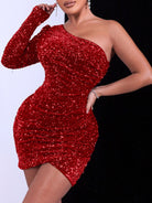 Sexy Personality One Shoulder Sequin Dress