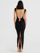 Sexy V-neck backless slit slim dress