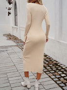 Sexy hip-wrapped round neck slit dress