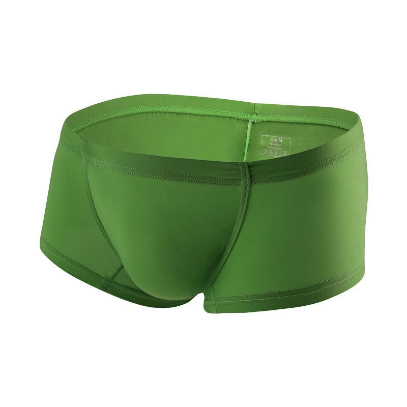 Sexy large-size low waist boxers made from polyester and nylon blend for a sleek and comfortable fit.