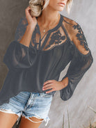 Sexy see-through V-neck lace shirt shirt