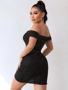 Sexy v-neck one-shoulder dress celebrity party high-end slit hot girl bag hip