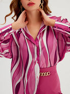 Shirt Vertical Stripe Loose Cardigan Digital Printing Personality Street Shirt