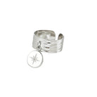 Six-pointed Star Inlaid Zircon Opening Adjustable Stainless Steel Gold-plated Ring