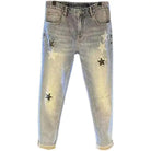 Slim Fit Jeans: Light Color Printing - Men's Trendy Retro Casual Style.