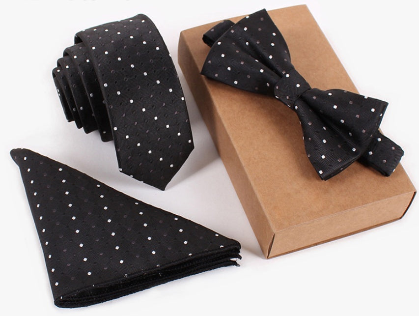 Slim Necktie & Bow Tie Three-Piece Set for Men