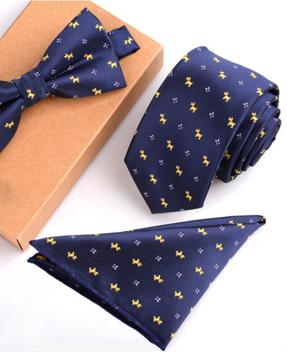 Slim Necktie & Bow Tie Three-Piece Set for Men