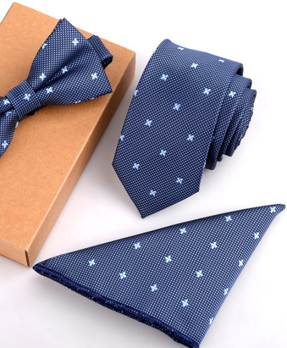 Slim Necktie & Bow Tie Three-Piece Set for Men