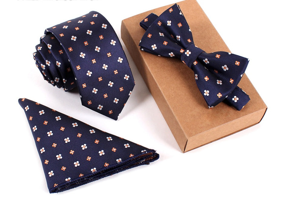 Slim Necktie & Bow Tie Three-Piece Set for Men