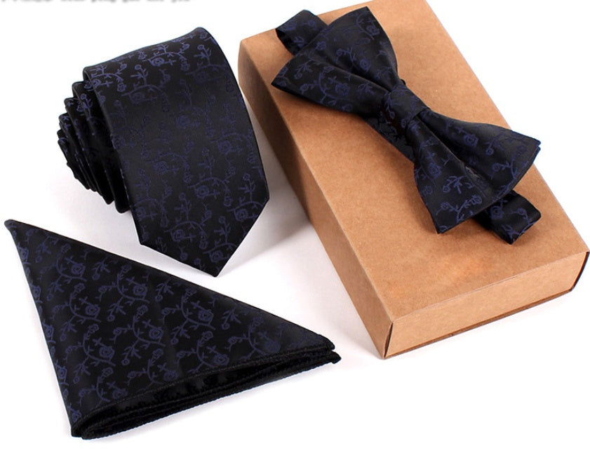 Slim Necktie & Bow Tie Three-Piece Set for Men