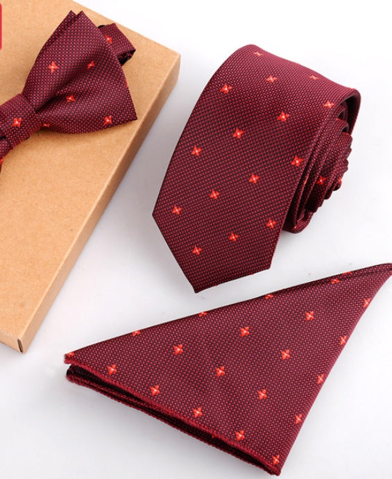 Slim Necktie & Bow Tie Three-Piece Set for Men