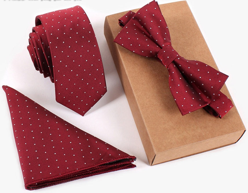 Slim Necktie & Bow Tie Three-Piece Set for Men