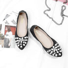 Soft Bottom Pointed Toe Flat Bottom Rhinestone Pumps Women