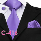 Solid Silk Men's Tie Set for Suits with Handkerchief