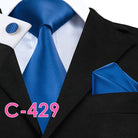 Solid Silk Men's Tie Set for Suits with Handkerchief