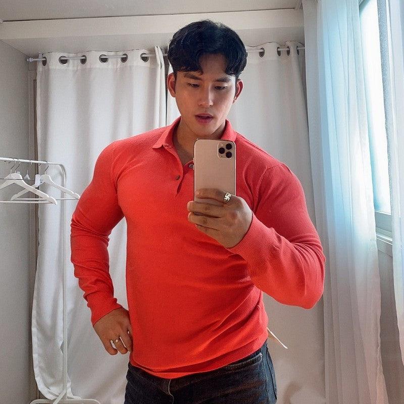 Sports Polo Shirt Elastic Muscle Fitness Clothes