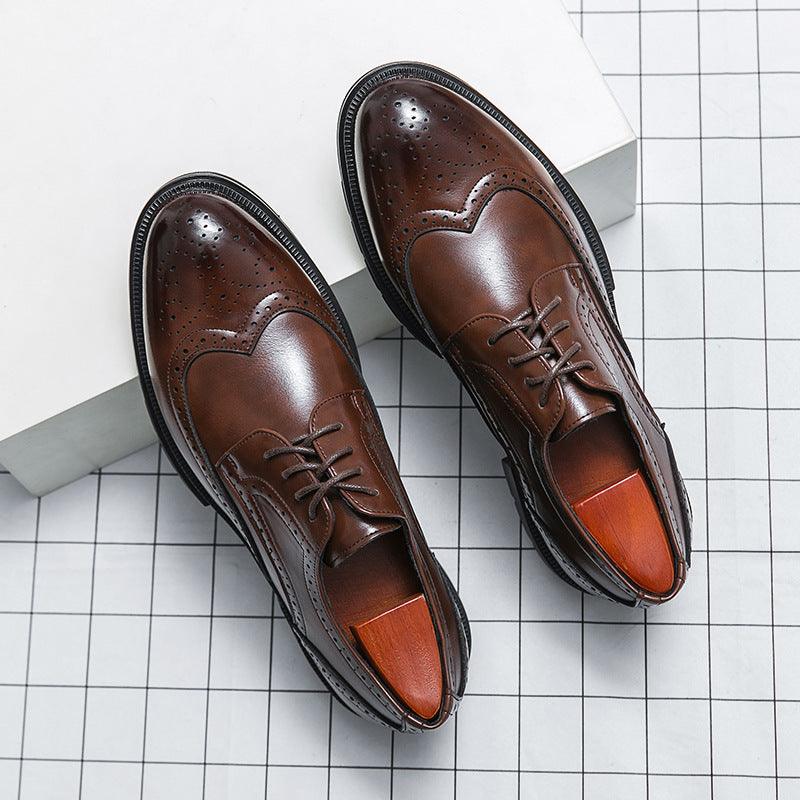 Spring And Autumn Men's Brogue Business Formal Wear Leather Shoes.